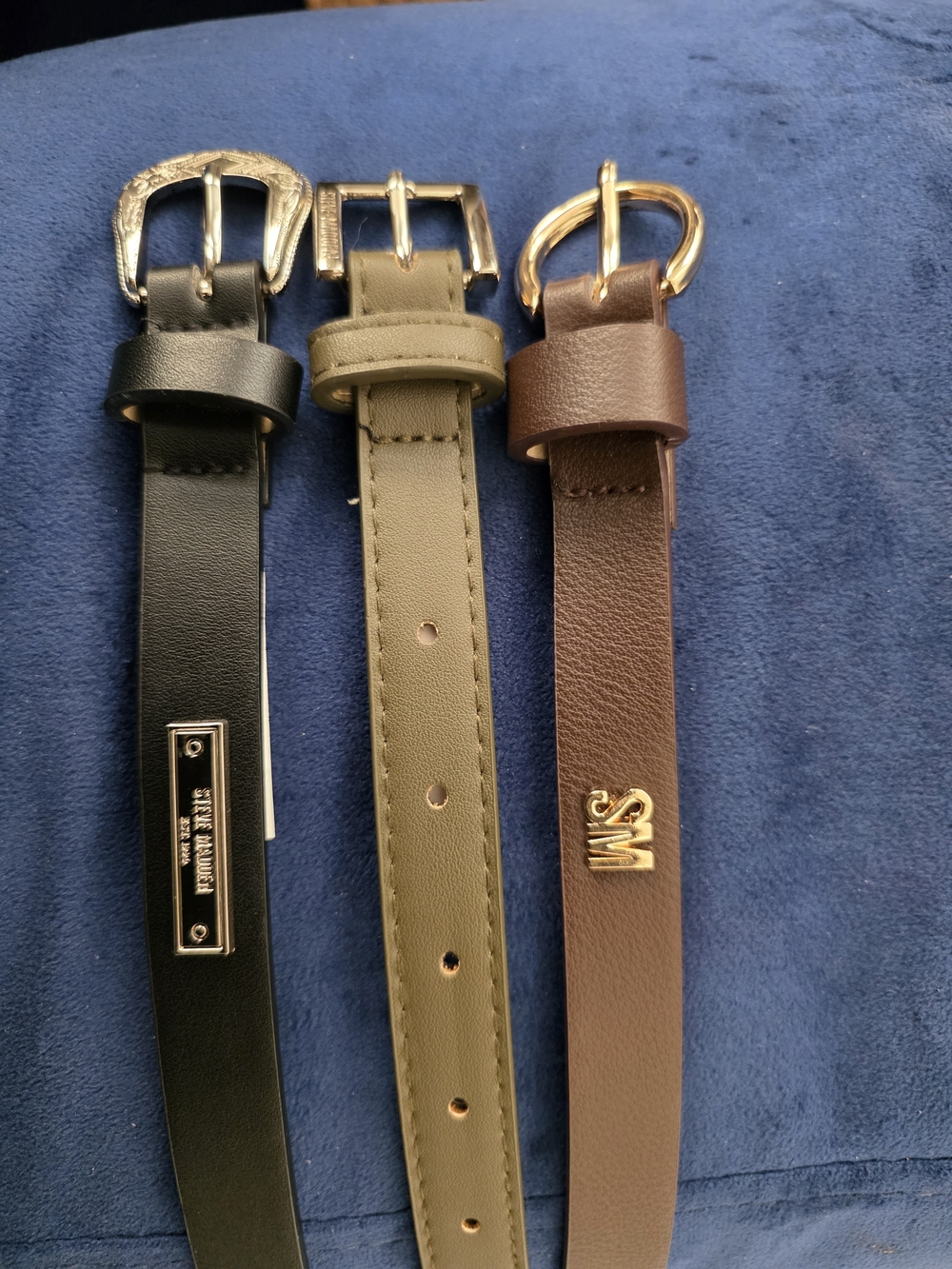 Steve Madden Women's Leather Belts - Black, Olive, Brown
